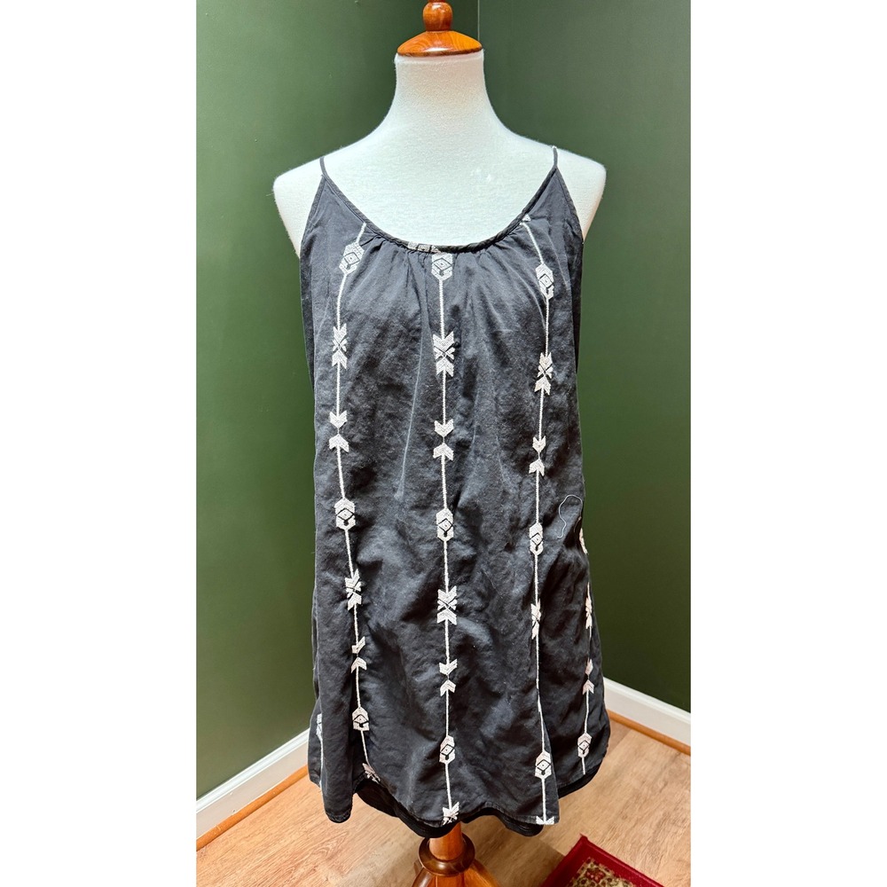 Bo-Bel Embroidered‎ Black Tank Dress Women's S